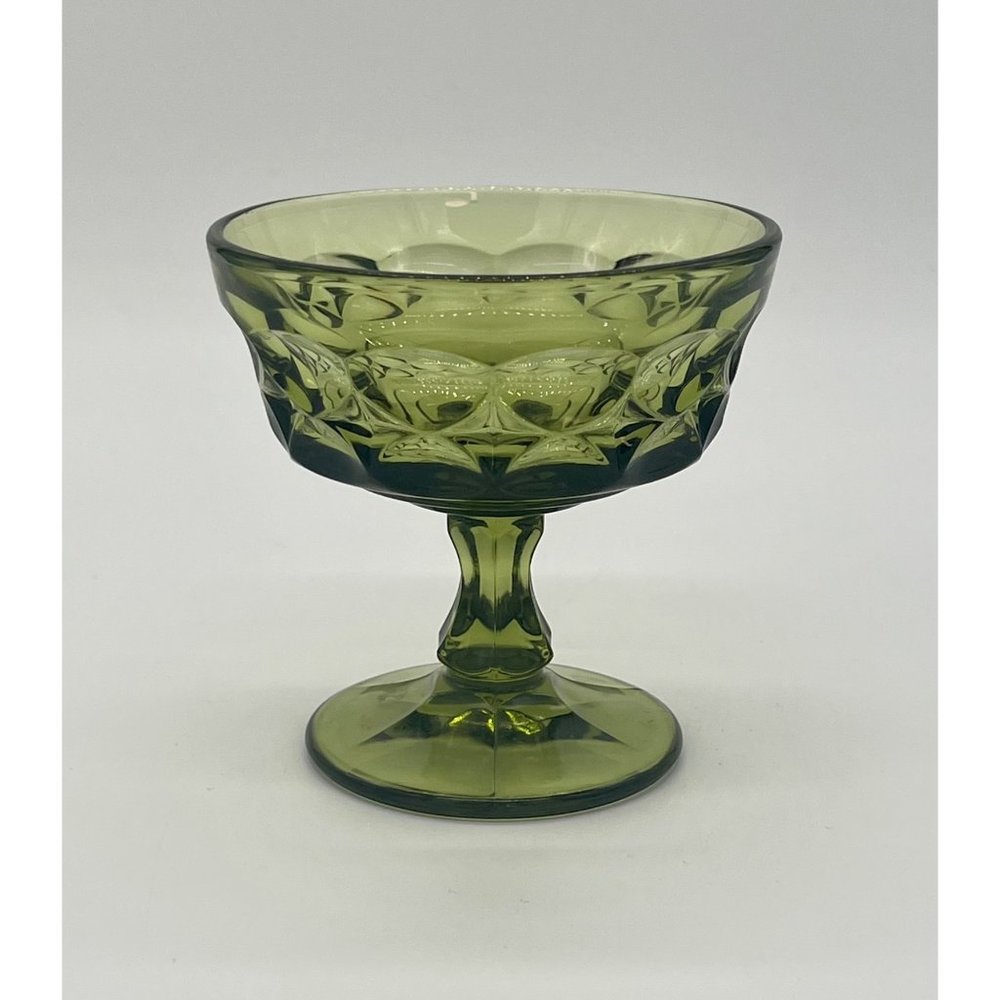 Vintage Noritake Perspective Avocado Green Champagne/Tall Sherbet Glasses 6 oz.